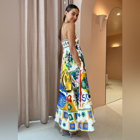 NIP-Le Soleil Graphic High Waisted Dress w/pockets - Picture 4 of 10